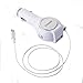 Tangle-free Lighting Retractable Cable Vehicle USB Car Charger for Apple iPhone X iPhone 8 iPhone 7 iPhone 6 Plus iPhone 5 5c 5s iPad Air 2 iPod Touch 6 5 (White)