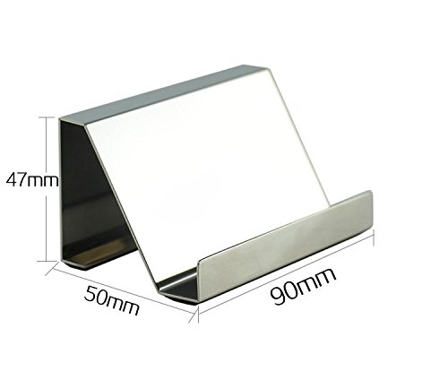 Chris-Wang 1Pc Mirror Finish Titanium Alloy Office Desktop Name Card Display Desk Stand Business Card Holder File Organizer(Transverse, Golden)