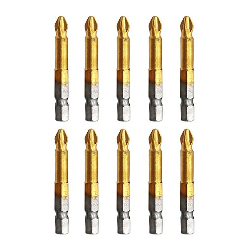 5 Pcs Anti Slip Electric Screwdriver Bits,TIFENNY 50mm Length Single Side Magnetic Hex Shank PH2 (B)