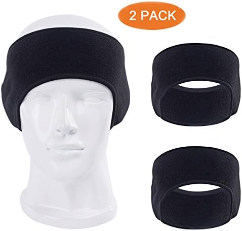Ear Warmers Headband Polemax 2 Pack Anti-cold Breathable Polyester Fleece Winter Warm Sport Earmuffs Sweatband for Running Yoga Skiing Cycle for Women and Men (Black)
