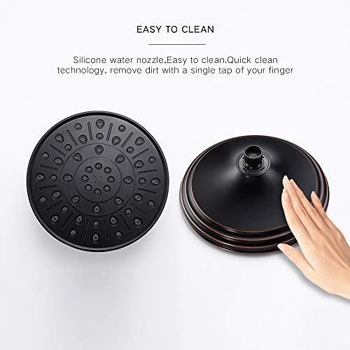 Esnbia Oil Rubbed Bronze Shower System, Wall Mounted Shower Faucet Set for Bathroom with High Pressure 8" Rain Shower head and 3-Setting Handheld Shower Head Set (Rough in Valve Included) - Thumbnail 7