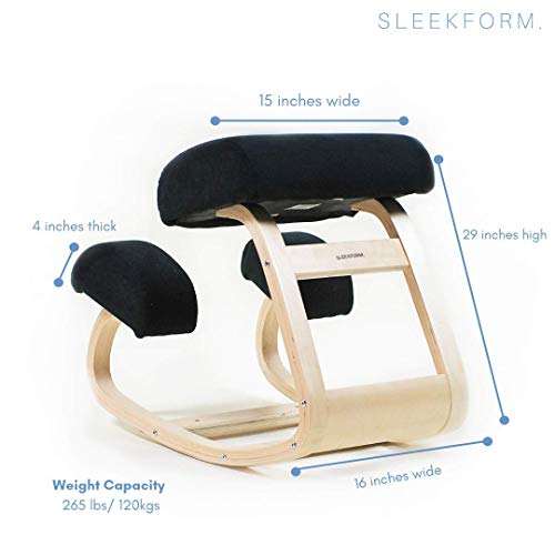 Sleekform Kneeling Chair | Rocking Ergonomic Wooden Knee Stool for Office & Home | Posture Correcting for Bad Backs, Neck Pain Relieving, Spine Tension Relief | Orthopedic Balancing Seat & Thick Knees - Thumbnail 4