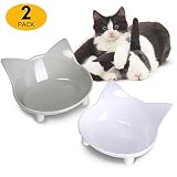 Cat Bowls Cat Food Bowls Non Slip Cat Double Dish Pet Food & Water Bowls Raised Puppy Food Bowl Stress Relief Feeder Bowls Wide Dish Pet Bowl for Dogs Cats Rabbits, (Safe Food-grade Melamine Material)