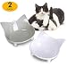 Cat Bowls Cat Food Bowls Non Slip Cat Double Dish Pet Food & Water Bowls Raised Puppy Food Bowl Stress Relief Feeder Bowls Wide Dish Pet Bowl for Dogs Cats Rabbits, (Safe Food-grade Melamine Material) primary