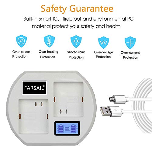 FARSAIL LCD Display Camera Battery Charger Station Compatible with Arlo Rechargable Batteries - Arlo Pro & Pro 2/VMA4400, Arlo Go/VMA4410, Arlo Light/ALS1101