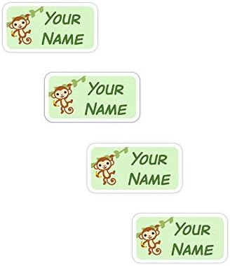 Kids Labels Peel & Stick Waterproof, Durable Personalized Stick-on Clothing Name Labels - 112 Clothing Labels Monkey Design