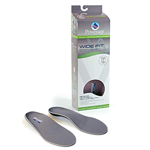 Powerstep unisex adult Powerstep Wide Fit Full Shoe Inserts, Gray, Men