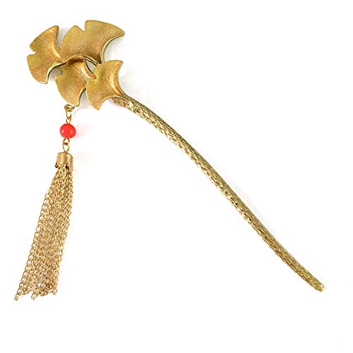 Fashion Ginkgo Hair Decor Sticks Hair Chopsticks Hairpin Chignon Chinese hair pin - Thumbnail 2