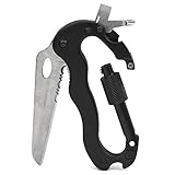 Mountain Climbing Souldio™Multi 5 in 1 Aluminum Tool Carabiners with Knife+Screwdriver+Bottle Opener for Mountain Climbin