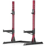 XMark Commercial Multi Press Squat Rack With Safety Spotters and Optional Dip Handle, Squat Stand, Red