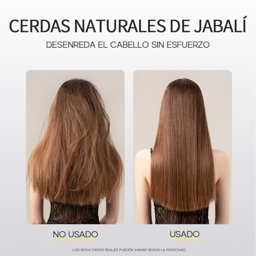 HALOVIDA Cepillo para Cabello con Cerdas Mixtas de Jabalí y Nailon, Cojín de Aire Elástico, Antiestático y de Masaje Capilar, Deja el Cabello Suave y Sin Frizz (1 unidad)