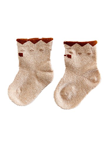 Monvecle 2 Pack Unisex Baby Infant to Toddler Thick Cotton Low-Cut Socks Tan 3-12M