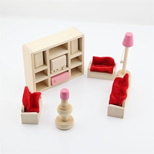 Aisster(TM) Wooden Furniture Dollhouse Miniature Pink Living Room Set Children Toy