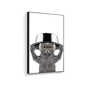 Framed Canvas Wall Art for Living Room, Bedroom Humorous Cat Canvas Prints for Home Decoration Ready to Hanging - 16x24 inches