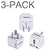 TESSAN Grounded Universal Travel Plug Adapter USA to Australia/China Travel Prong Converter Adapter Plug Kit for Australia/China(Type I) - 3 Pack(WHITE)