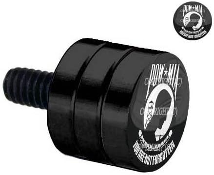 Tricktoppers Custom Vivid Black Billet Aluminum Double Grooved Fender Seat Bolt for 1996 - Up Harley Road Street Glide Dyna Sportster Softail 1/4-20 Thread Pitch - Military Veteran Pow Mia Black White
