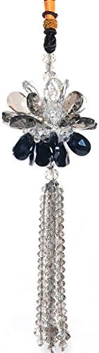 Tooban Car Ornament Crystal Flower with Beads Hanging Car Rear View Accessories Grey
