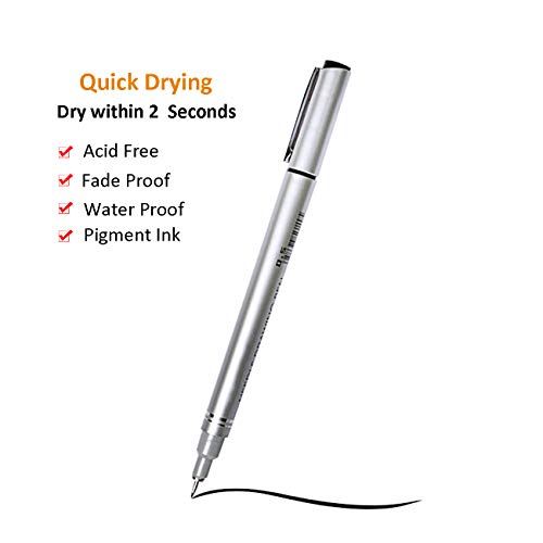 Magicdo Black Micro-Pen Fineliner Ink Pens, Micro Fine Point & Brush Tip Nibs Drawing Pens for Artist Illustration, Office Documents, Scrapbooking, Sketching, Technical Drawing, Set of 10 - Thumbnail 2