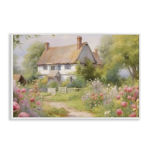 Stupell Industries Nature Filled Cottage Garden White Framed Giclee Art, design…