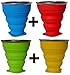 AVALEISURE Collapsible Silicone Travel Cup - The Genuine 10oz Foldable Drinking Mug with Lid, BPA Free, Water, Coffee, Tea, Snacks for Hiking, Camping, Picnic (Navy.Red.Green.Yellow)