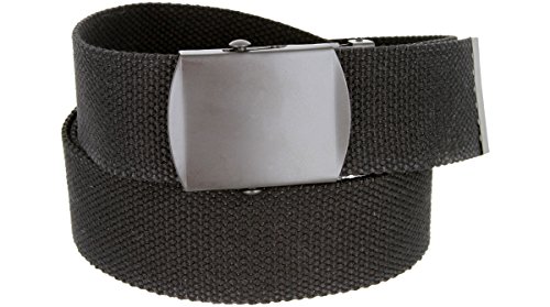Military Style Canvas Web Belt Black Buckle/Tip Solid Color 48