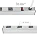 Wide-Spaced 12-Outlet Metal Power Strip Surge Protector with 9ft Long Extension Cord, 15A/125V/1875W, On/Off Switch with Overload Protection, ETL Listed, Silver