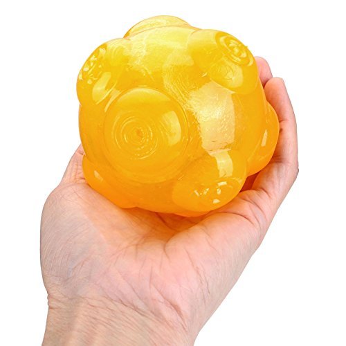 Mogoko Squeak Chew Toy Ball for Dogs,Bite Resistant Tough Rubber Tooth Cleaning Toy, Tennis Size, 3.5 Inch (3.5 inch, Yellow)