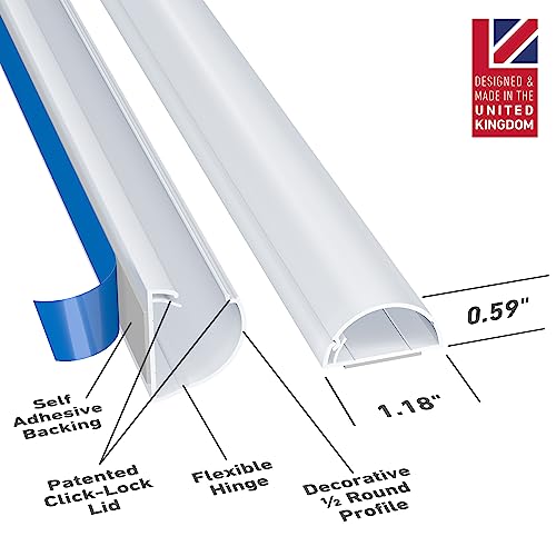 DLine Half Round Cord Hider, Patented Cable Cover, Hide TV Wall Mount