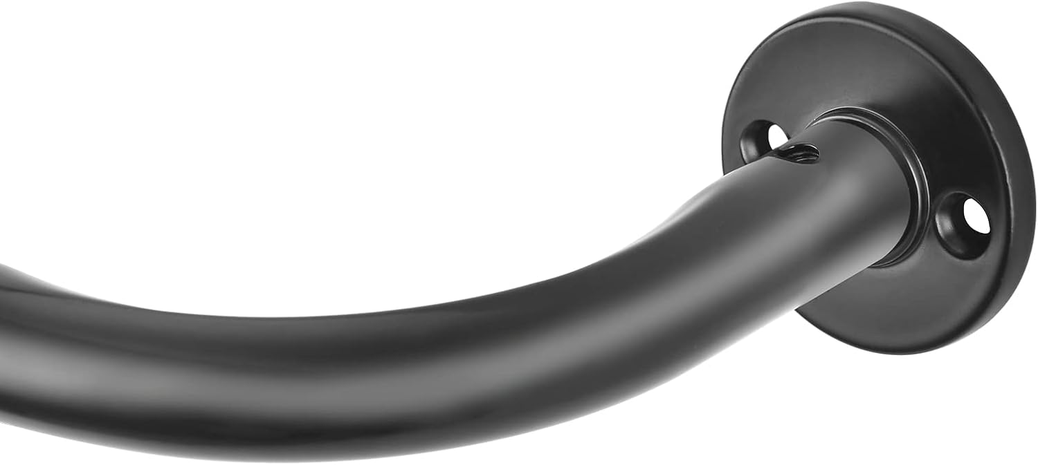 Window Treatment Hardware - UIOSANRT Wrap Around Curtain Rods for Windows 32 to 46 Inch,5/8 Inch Small Diameter Adjustable Heavy Duty Curtain Rod With Brackets,Room darkening,Fits Indoor and Outdoor,Black.