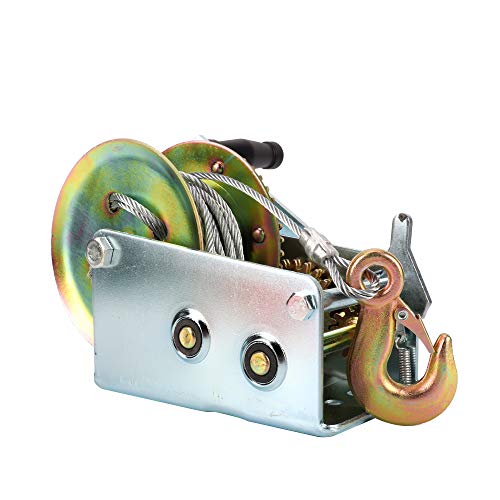 tonchean 2500lbs Capacity Boat Hand Winch, Heavy Duty Hand Crank Winch with 10m (32ft) Steel Wire Manual Trailer Winch Adjustable Crank Strap Gear Winch for ATV Boat Trailer Truck - Image 3