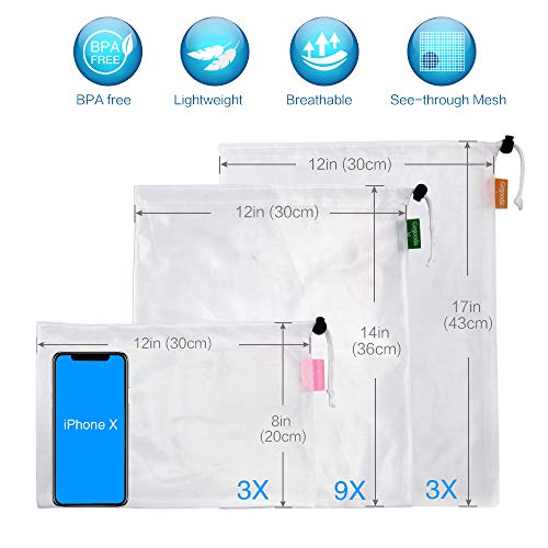 4 Reusable+Produce+Lightweight+Washable+Drawstring