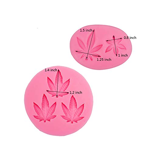 Fewo 2 Pack Marijuana Leaf Chocolate Candy Molds Maple Leaf Silicone Molds for Edible Jello Gummy Butter Fat Bomb Baking Cake Cookie Brownies Making Mini Soap Crayon Melts
