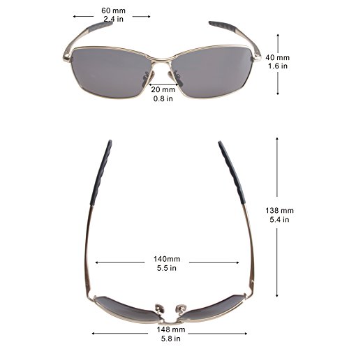 ZHILE 8-base Curve Wrap Metal Frame Polarized Oval Sunglasses for Men Driving Fishing (Silver frame Grey lens, 60) - Thumbnail 4