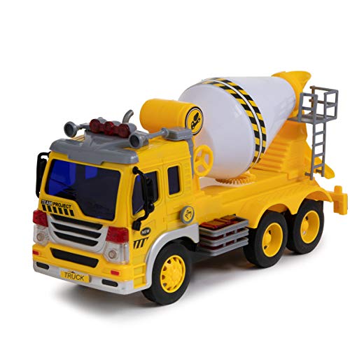 Cement Mixer Truck Toy with Light & Sound Effects - Friction Powered Wheels & Rotating Concrete Mixer - Heavy Duty Plastic Vehicle Toy for Kids & Children by Toy To Enjoy - Thumbnail 4