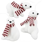 Nature Vibe Flocked Bear White Christmas Ornaments