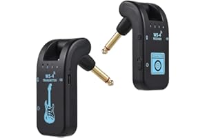 Cenroelon 2.4G Wireless Guitar System Rechargeable Guitar Transmitter Receiver 48K/16bit Real-Time Transmission Rotatable Plu