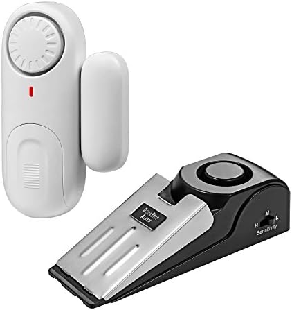 Fuers Door Window Alarm with Door Stop Alarm with 120 dB. Siren Door Stopper for Home and Travel, Black