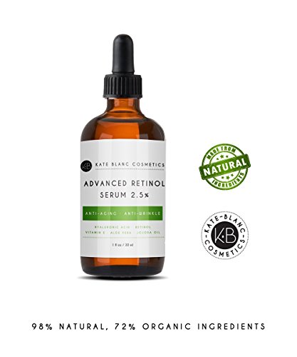 Retinol Serum 2.5% with Hyaluronic Acid & Vitamin E for Face, Acne Scars, Dark Spots by Kate Blanc. Professional Anti-Aging Topical Facial Serum, Anti-Wrinkle, Reduce Appearance of Fine Lines (1oz) - Thumbnail 2