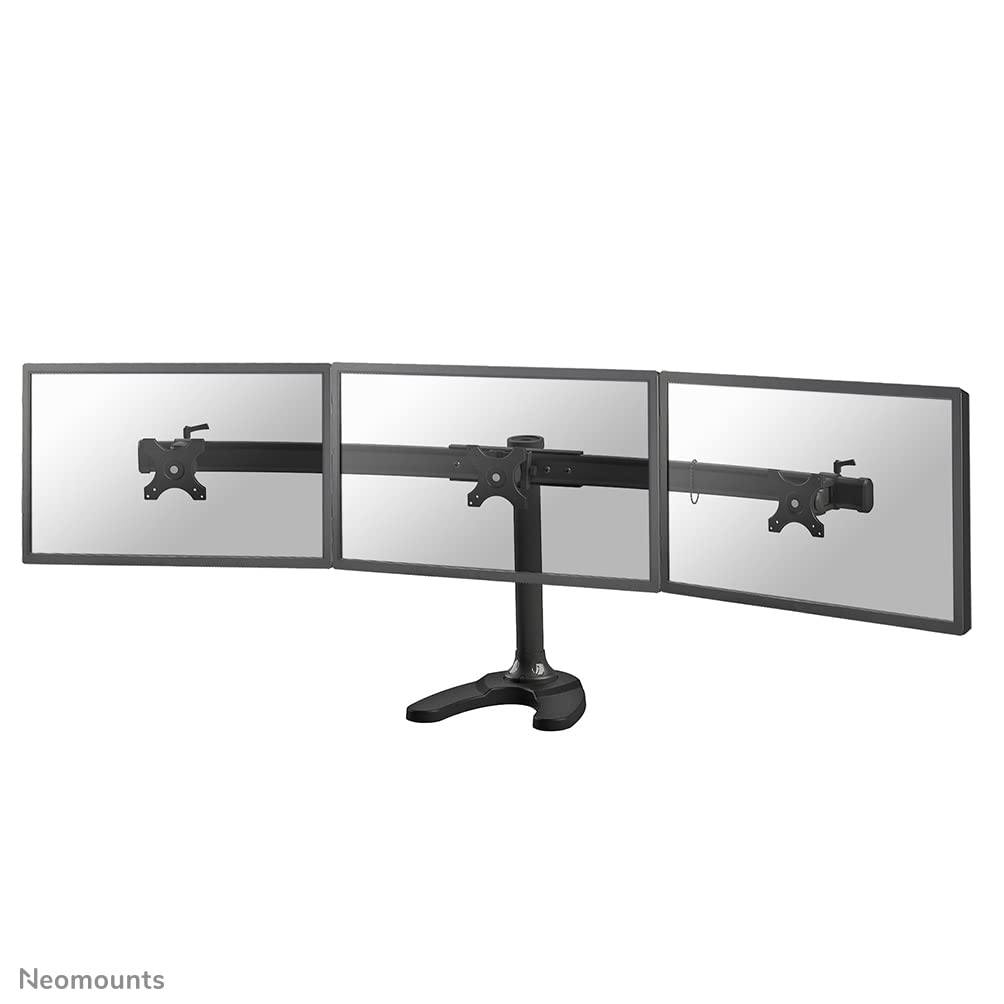 Newstar FPMA-D700DD3 Tilt/Turn/Rotate Triple Desk Stand for three 10-27" Monitor Screens, Height Adjustable - Black,Q610506,Three Screens