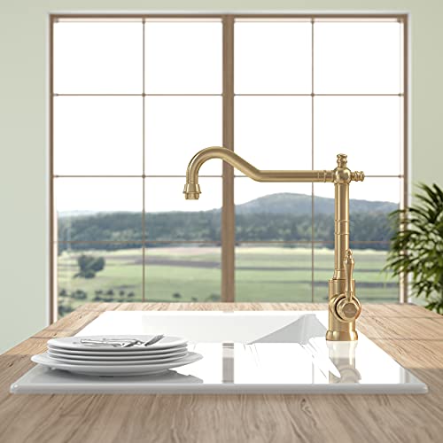 Villeroy & Boch Avia 2.0 Kitchen Taps, High Pressure Kitchen Faucet with Ceramic Cartridge and 360° Swivel Radius, Low Consumption Sink Faucet, Spout Height 235 mm, Gold