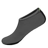 EQUICK Water Socks Durable Aqua Fins Barefoot Shoes New Version Updated Size Beach Pool Swim Surf Yoga Exercise,CTF03,Grey,XXL