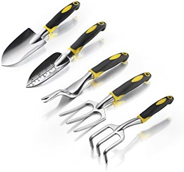 Gardening Tools TGY Garden Tools Set 5 Pieces with Garden Tote Bag Garden Pruners Trowel, Cultivator, Transplanter, Fork, Weeder, Pruning Shears for Vegetable Herb Garden Hand Tools