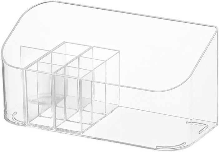 LINFIDITE Makeup Tray Organizer Lipgloss Organizer Bathroom Cabinet Cosmetic Storage Tray Makeup Display Tray Case with 9 Compartments 2 Removable Dividers for Beauty Essentials Crystal Clear: Home Improvement
