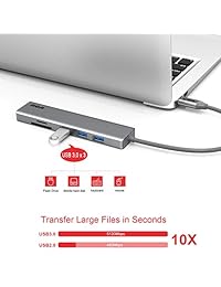 USB C Hub, RCA USB C Adapter, 4K USB C to HDMI, 3 USB 3.0 Ports, SD TF Card Readers, Compatible with MacBook Pro, Chromebook, XPS, Laptop and More USB Type C Devices