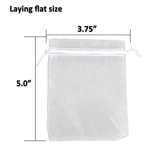 Amariver 100Pcs Organza Gift Bags with Drawstring, White Wedding Party Favor Festival Gift Bags Jewelry Candy Pouches Wrap, 3.75 x 5 inches, Pack of 100