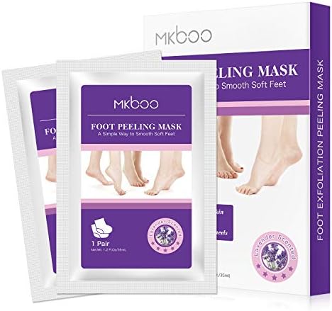 MKBOO Exfoliating Foot Peel Mask for Soft Baby Feet - 2 Pairs - Removes Calluses, Dead and Dry Skin for Men and Women; Natural Gel Socks Booties - Lavender Scented