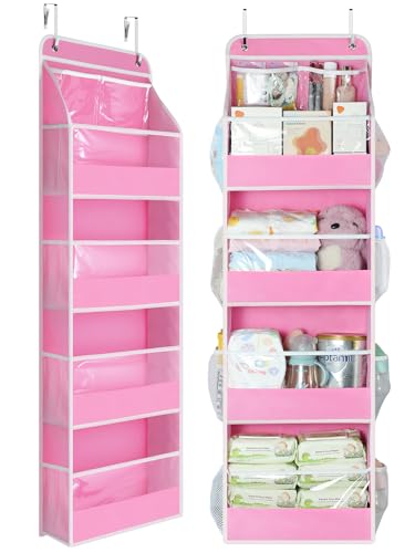 Yecaye 5 Tier Over the Door Organizer Pink