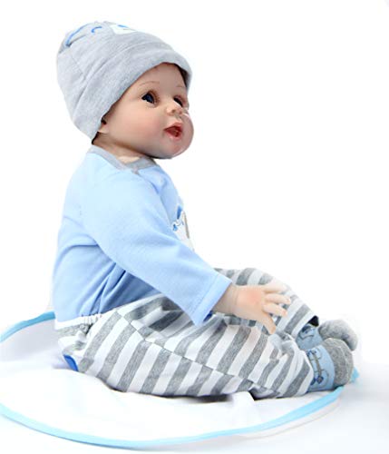 ZIYIUI Reborn Baby Puppe 22''/55cm Lebensecht Weiches Silikon Vinyl Handgemachte Reborn Baby Junge Neugeborenes Reborn Toddlers Junge Mädchen Spielzeug Weihnachts Geschenk – Bild 6