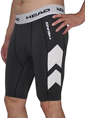 HEAD Mens Athletic Fitness Training Compression Shorts S Dark Grey