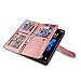 Galaxy Note 9 Wallet Case, SUPZY Leather Detachable Magnetic Flip 9 Card Slots Holder Wrist Strap Purse Removable Slim Protective Cover for Samsung Galaxy Note 9 (2018) 6.4 inch (Rose Gold)
